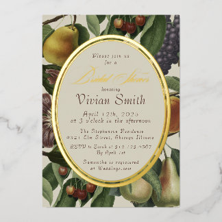 Elegant Fruit & Botanical Bridal Shower Invitation Foil Invitation