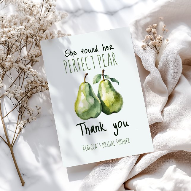 Elegant Fruit Brunch Perfect Pear Bridal Shower Thank You Card (Creator Uploaded)