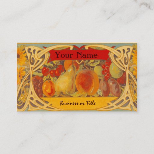 Customizable Elegant Fruit Label Design Business Cards