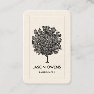 Elegant Fruit Tree Engraving Landscaper Gardener Business Card