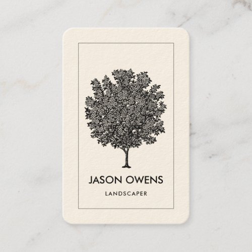 Elegant Fruit Tree Engraving Landscaper Gardener Business Card