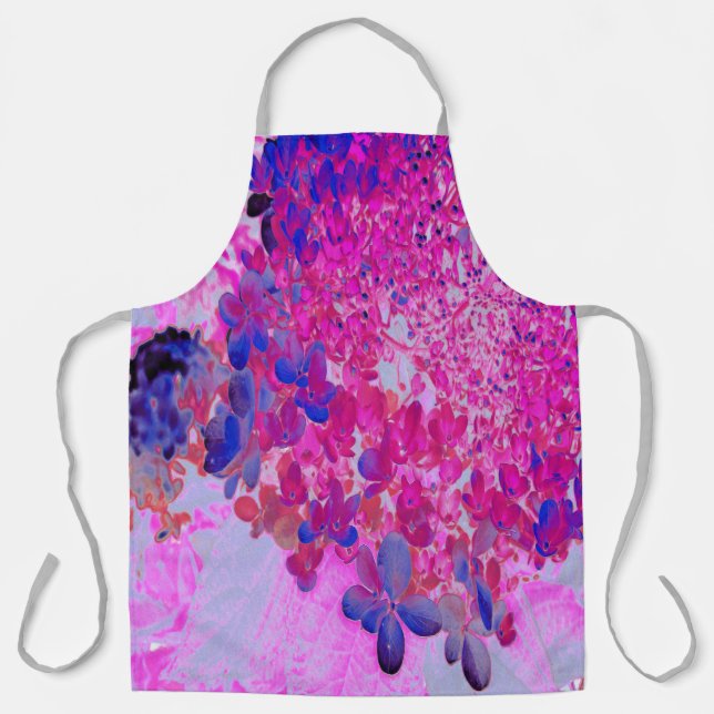 Elegant Fuchsia and Dark Blue Limelight Hydrangea Apron (Front)