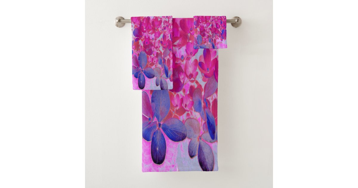 Elegant Fuchsia and Dark Blue Limelight Hydrangea Bath Towel Set Zazzle