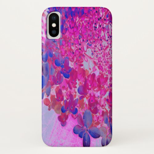 Elegant Fuchsia and Dark Blue Limelight Hydrangea iPhone X Case