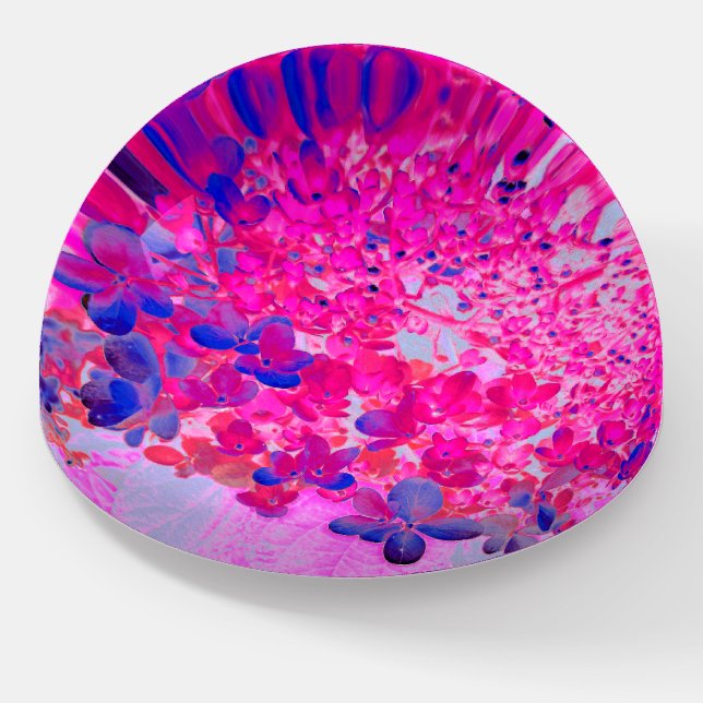 Elegant Fuchsia and Dark Blue Limelight Hydrangea Paperweight (Angled)