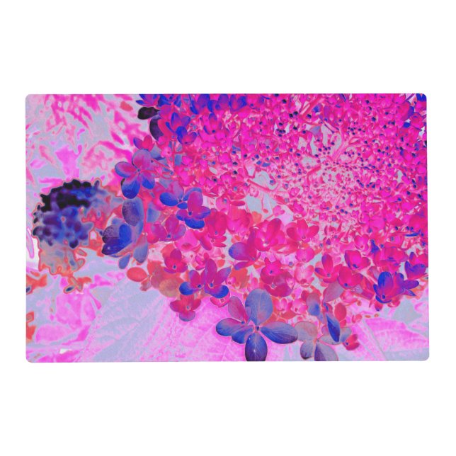Elegant Fuchsia and Dark Blue Limelight Hydrangea Placemat (Front)