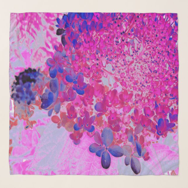 Elegant Fuchsia and Dark Blue Limelight Hydrangea Scarf (Front)