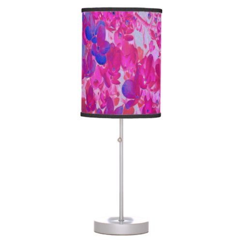 Elegant Fuchsia and Dark Blue Limelight Hydrangea Table Lamp