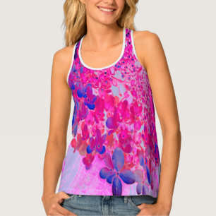 Elegant Fuchsia and Dark Blue Limelight Hydrangea Tank Top
