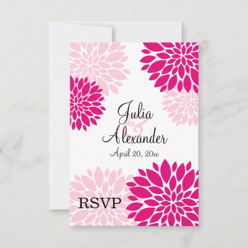 Elegant Fuchsia and Pink Blush Floral Burst RSVP Announcements