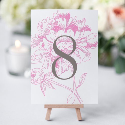 Elegant Fuchsia Pink and Gray Floral Peony Wedding Invitation