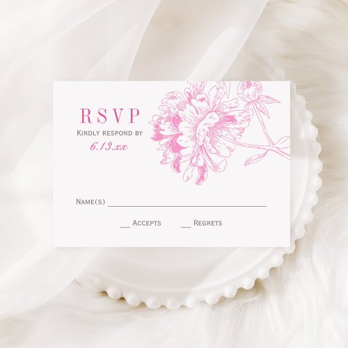Wedding RSVP Cards | Fuchsia Floral Peony