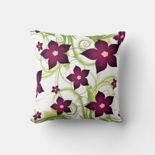 elegant fuchsia pink floral throw pillow