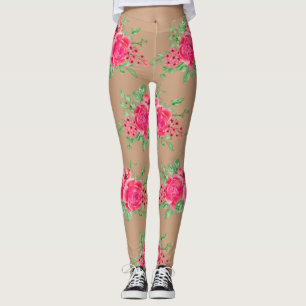 Elegant Fuchsia Pink Rose Flower Skin Leggings