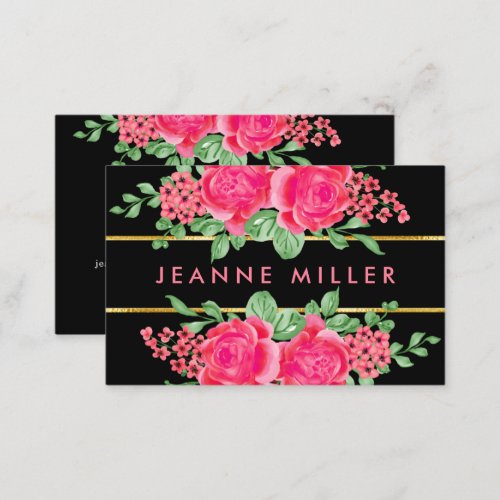 Elegant Fuchsia Pink Rose Flower Wedding Planner Business Card