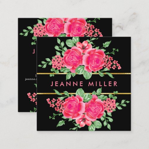 Elegant Fuchsia Pink Rose Flower Wedding Planner Square Business Card