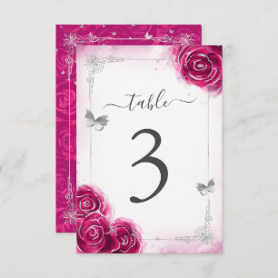 Elegant Fuchsia Template Table Number Cards