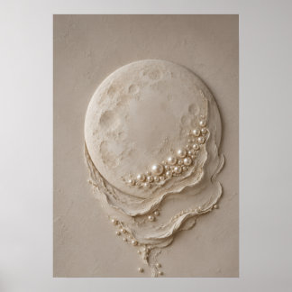 Elegant Full Moon Abstract Wall Art | Neutral