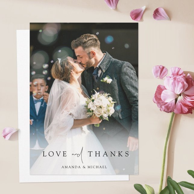 Elegant Full Photo Personalized Wedding  Thank You Card (Creator Uploaded)