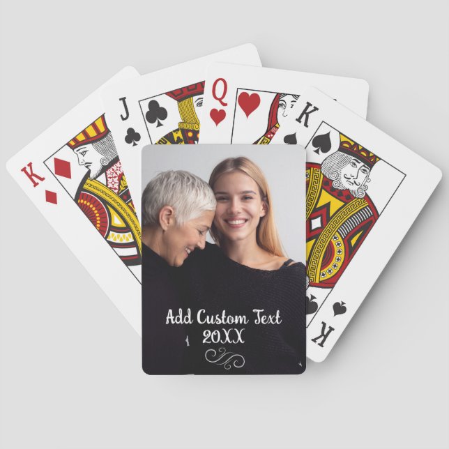 Elegant Full Photo Vertical Custom Text Poker Cards (Back)