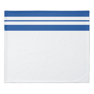Elegant Fun Deep Blue Top Racing Stripes On White Duvet Cover