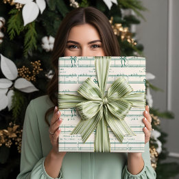 Elegant Fun Fa La Bow Vintage Music Personalized Wrapping Paper Sheets