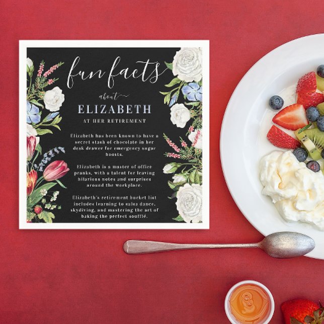 Elegant Fun Facts Modern Script Pastel Floral  Napkins (Creator Uploaded)