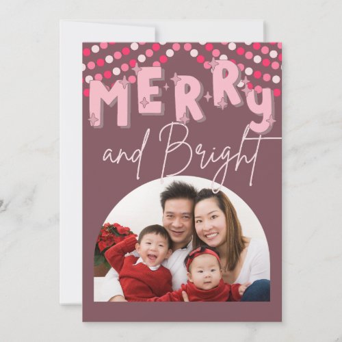 Elegant Fun Pink Retro Arch Photo Frame Christmas Holiday Card