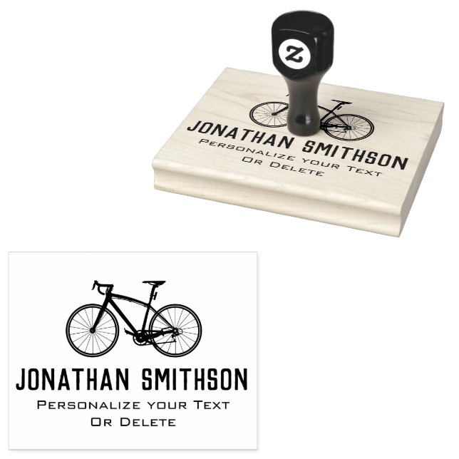 Elegant Fun Retro Bicycle Cool Personal Stationery Rubber Stamp (Stamped)
