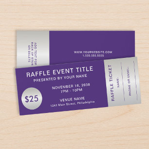 Elegant Fundraiser Charity Gala Purple Silver Raffle Tickets