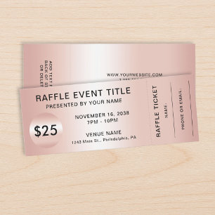 Elegant Fundraiser Charity Gala Rose Gold Template Raffle Tickets