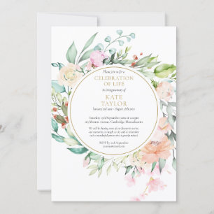 Elegant Funeral Celebration of Life Floral Invitation