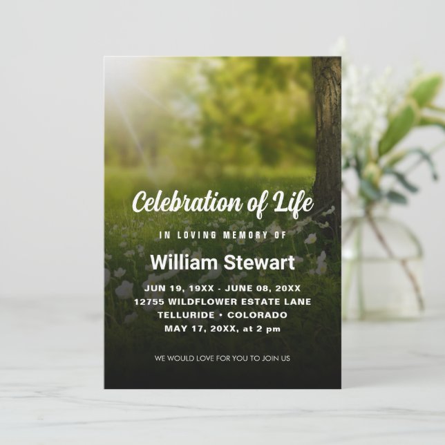 Elegant Funeral | Celebration of Life Modern Invitation (Standing Front)