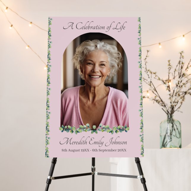 Elegant Funeral Celebration of Life Photo Foam Board (In Situ (Stand))