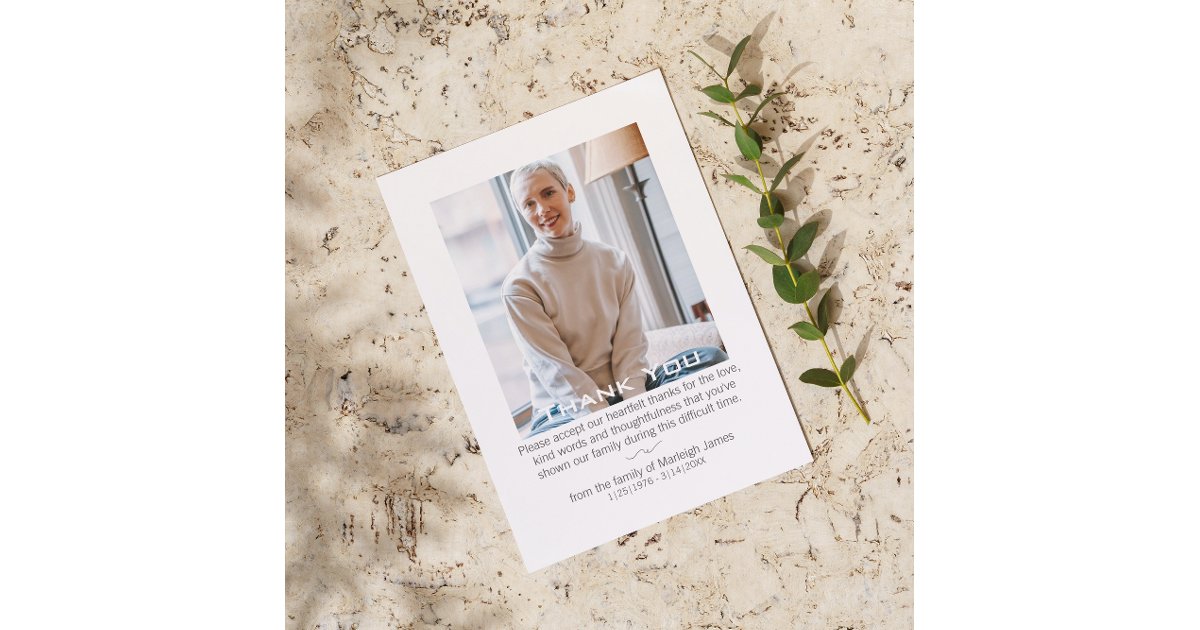 Elegant Funeral Celebration of Life Thank You Card | Zazzle