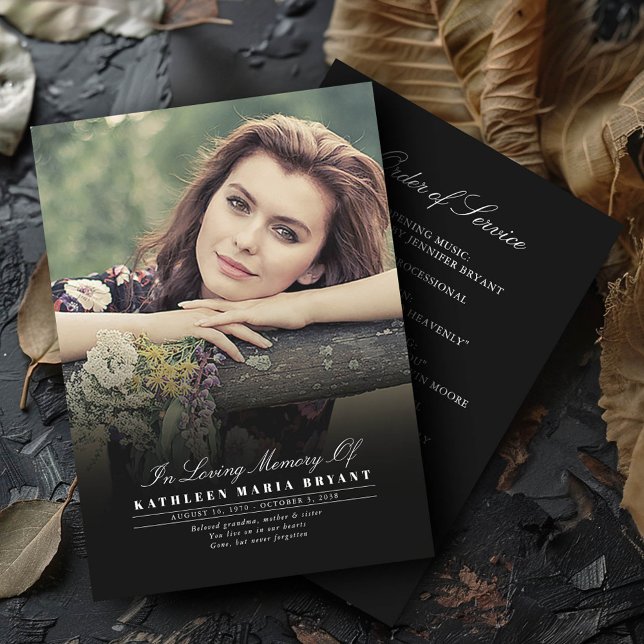 Elegant Funeral Ceremony Programs With Photo (Order of Service Funeral Ceremony Programs With Photo)