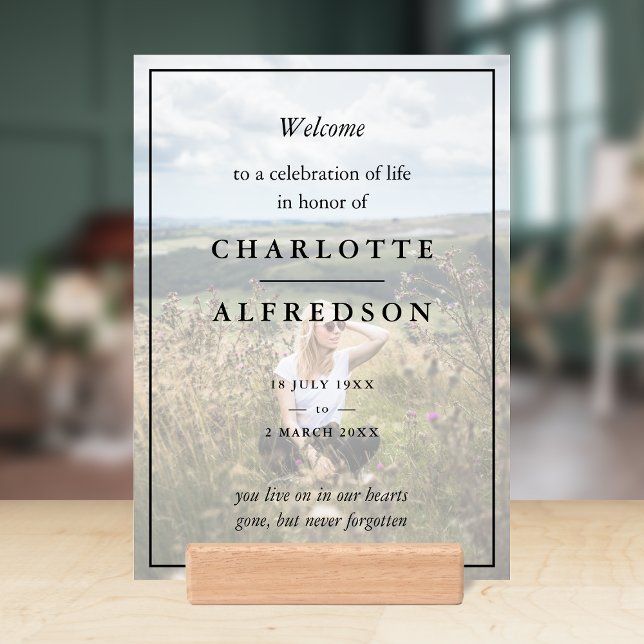 Elegant Funeral | Chic Memorial Service Photo Holder (Creator Uploaded)