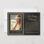 Elegant Funeral In Loving Memory Black Gold Thank You Card