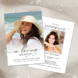 Elegant Funeral In Loving Memory Photo Memorial Invitation