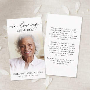 Elegant Funeral In Loving Memory Photo Prayer Card