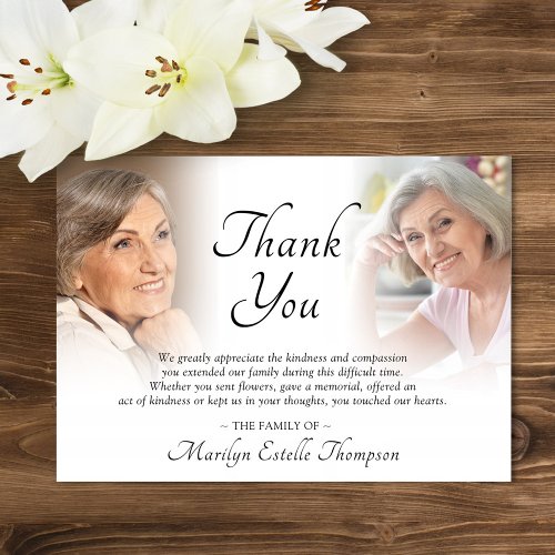 Elegant Funeral Memorial 2 Photos Thank You