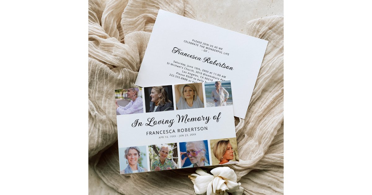 Elegant Funeral Memorial Celebration of Life Invitation | Zazzle
