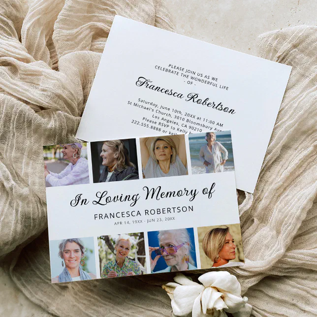 Elegant Funeral Memorial Celebration of Life Invitation | Zazzle