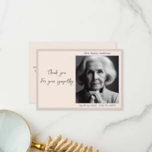 Elegant  Funeral Memorial From Family Thank You Card