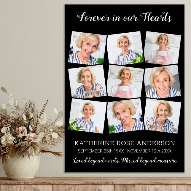 Elegant Funeral Memorial Keepsake 9 Photo Collage Poster (Creator Uploaded)