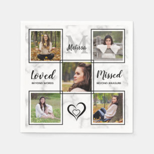 Elegant Funeral Memorial Personalize Photo Collage Napkins