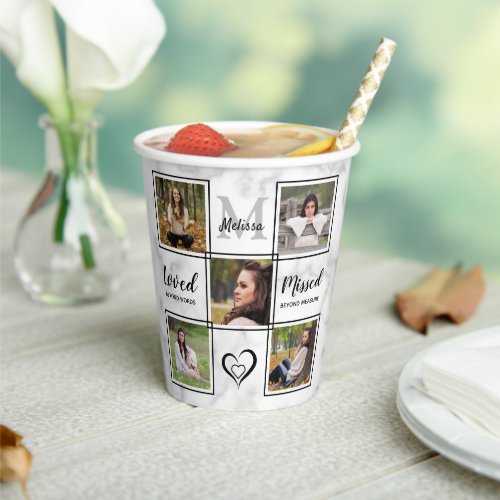 Elegant Funeral Memorial Personalize Photo Collage Paper Cups