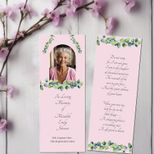 Elegant Funeral Memorial Photo Bookmark Card