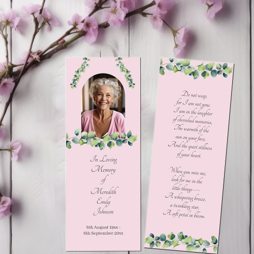 Elegant Funeral Memorial Photo Bookmark Card