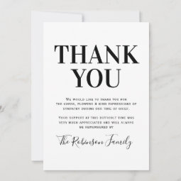 Elegant Funeral Memorial Photo Thank You Card | Zazzle